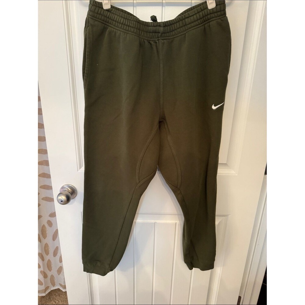 Nike Olive Fleece Joggers with White Swoosh